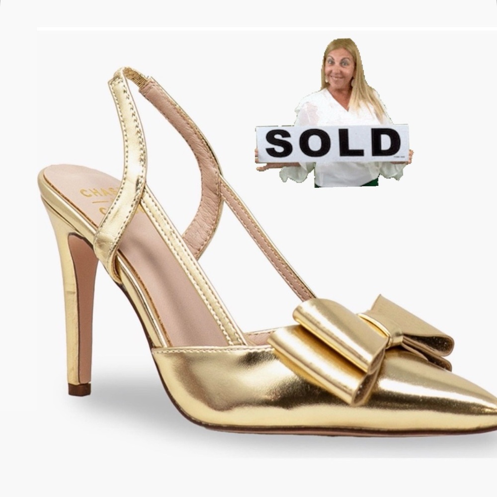 New..! Chase + Chloe Gold Metallic Dress Sandals w/Gorgeous Bow Sz 7 Slingback